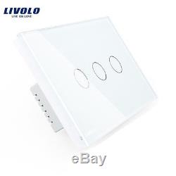 1-10pcs Livolo US/AU 1/2/3Gang Wall LED Light White Touch Panel Dimmer Switch