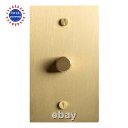 1 Gang Solid Brass Rotary Dimmer Switch Satin Finish Led Select 120V Wall Mount