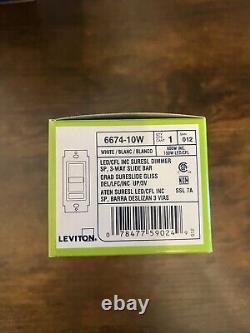 (10) Leviton 6674-10W SureSlide Dimmer For Incandescent, CFL and LED White