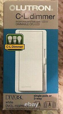 10 PCS LUTRON DVCL-153PR-WH Single /3-Way 150W CFL/ LED 600W Diva Dimmer, White