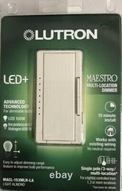 (10 PCS)Lutron Touch Dimmer MACL-153MLH-LA LED+ Advanced Technology LIGHT ALMOND