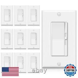 10 PK BESTTEN Single Pole/3-Way Dimmer Light Switch, Wall Plate Included