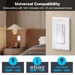 10 PK BESTTEN Single Pole/3-Way Dimmer Light Switch, Wall Plate Included
