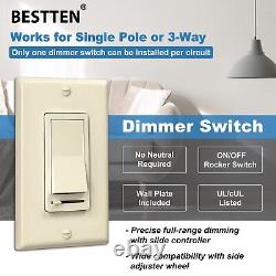 10 Pack BESTTEN Almond Dimmer Light Switch 3 Way or Single Pole for Dimmable
