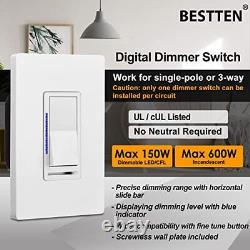 10 Pack BESTTEN Digital Dimmer Light Switch with LED Indicator Horizontal Dim
