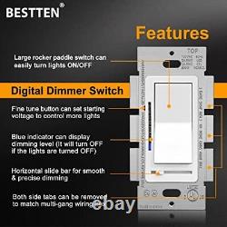 10 Pack BESTTEN Digital Dimmer Light Switch with LED Indicator Horizontal Dim