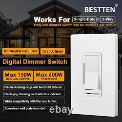 10 Pack BESTTEN Digital Dimmer Light Switch with LED Indicator, Horizontal Dim