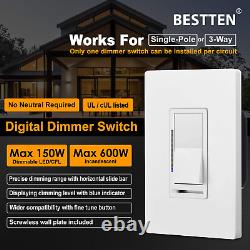 10 Pack BESTTEN Digital Dimmer Light Switch with LED Indicator Horizontal or