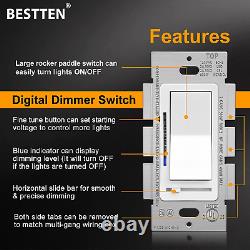 10 Pack BESTTEN Digital Dimmer Light Switch with LED Indicator, Horizontal or