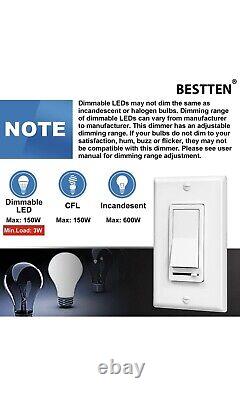 10 Pack BESTTEN Digital Dimmer Light Switch with LED Indicator, Horizontal or