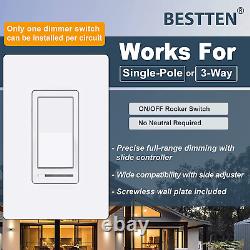 10 Pack BESTTEN Dimmer Light Switch, 3 Way or Single Pole, for Dimmable LED, I