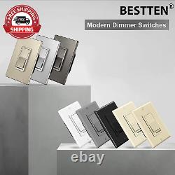 10 Pack BESTTEN Dimmer Light Switch, 3 Way or Single Pole, for Dimmable LED, I