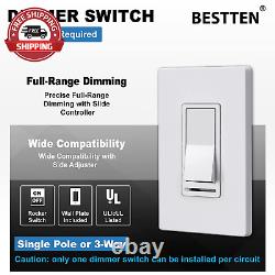 10 Pack BESTTEN Dimmer Light Switch, 3 Way or Single Pole, for Dimmable LED, I