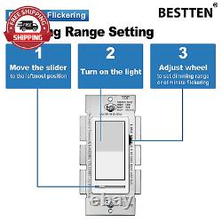 10 Pack BESTTEN Dimmer Light Switch, 3 Way or Single Pole, for Dimmable LED, I