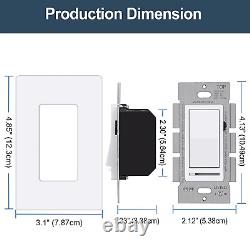 10 Pack BESTTEN Dimmer Light Switch, 3 Way or Single Pole, for Dimmable LED, I