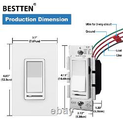 10 Pack BESTTEN Dimmer Light Switch, 3 Way or Single Pole, for Dimmable LED, I