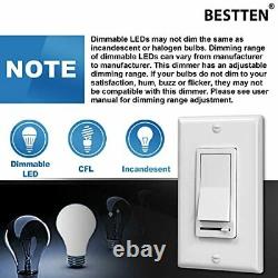 10 Pack BESTTEN Dimmer Light Switch, Single-Pole or 3-Way, 120V, Compatible wi