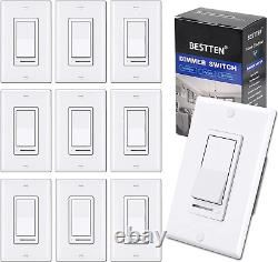 10 Pack BESTTEN Dimmer Light Switch Single-Pole or 3-Way 120V Compatible with