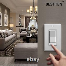 10 Pack BESTTEN Dimmer Light Switch Single-Pole or 3-Way 120V Compatible with