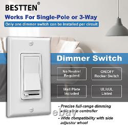 10 Pack BESTTEN Dimmer Light Switch Single-Pole or 3-Way 120V Compatible with