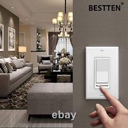 10 Pack BESTTEN Dimmer Light Switch, Single-Pole or 3-Way, 120V, with Dimma