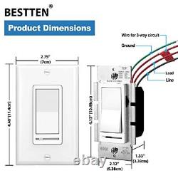 10 Pack BESTTEN Dimmer Light Switch Single-Pole or 3-Way Dimmer Switches 120V