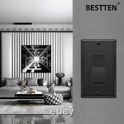 10 Pack BESTTEN Dimmer Wall Light Switch Compatible with 10 Pack 2. Black