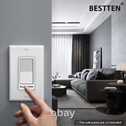 10 Pack BESTTEN Dimmer Wall Light Switch Single Pole or 3-Way with Dimmable L