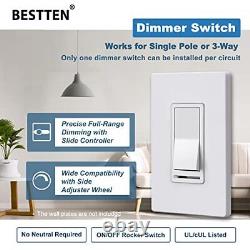 10 Pack BESTTEN Dimmer Wall Light Switch Single Pole or 3-Way with Dimmable L