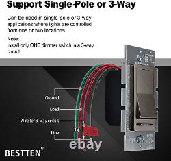 10 Pack BESTTEN Matte Brown Dimmer Wall Light Switch, Single Pole or 3-Way