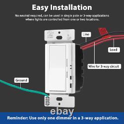 10 Pack Bestten Dimmer Light Switch, Single Pole Or 3 Way, For Dimmable Led Li