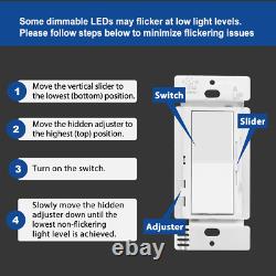 10 Pack Bestten Dimmer Light Switch, Single Pole Or 3 Way, For Dimmable Led Li