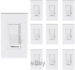 10 Pack Cloudy Bay 3-Way/Single Pole Dimmer Electrical Light Switch for 150W L