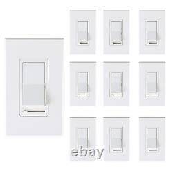 10 Pack Cloudy Bay 3-Way/Single Pole Dimmer Electrical Light Switch for 150W L