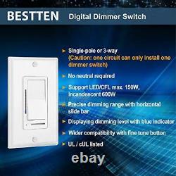 10 Pack Digital Dimmer Light Switch with LED Indicator, Horizontal 10