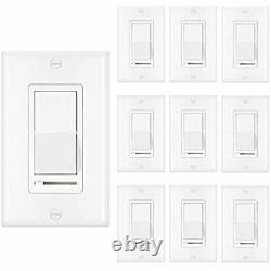 10 Pack Dimmer Light Switch, Single-Pole Or 3-Way, 120V, Compatible With LED, UL