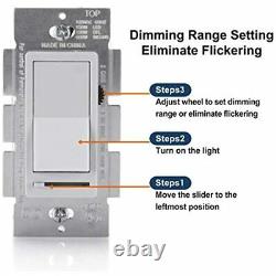 10 Pack Dimmer Light Switch, Single-Pole Or 3-Way, 120V, Compatible With LED, UL