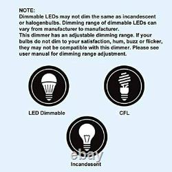 10 Pack Dimmer Light Switch, Single-Pole Or 3-Way, 120V, Compatible With LED, UL