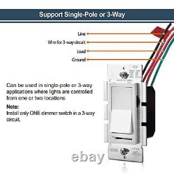 10 Pack Dimmer Light Switch, Single-Pole or 3-Way, 120V, Compatible 1. White