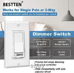 10 Pack Dimmer Light Switch, Single-Pole or 3-Way, 120V, Compatible with Dimm