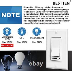 10 Pack Dimmer Light Switch, Single-Pole or 3-Way, 120V, Compatible with Dimm