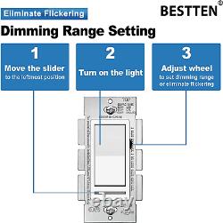 10 Pack Dimmer Light Switch, Single-Pole or 3-Way Dimmer Switches, 120V, Comp