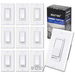 10 Pack Dimmer Light Switch, Single-Pole or 3-Way Dimmer Switches, 120V, Compati
