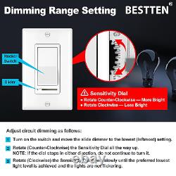 10 Pack Dimmer Light Switch, Single-Pole or 3-Way Dimmer Switches, 120V, Compati