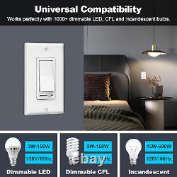 10 Pack Dimmer Light Switch, Single-Pole or 3-Way Dimmer Switches, 120V, Compati