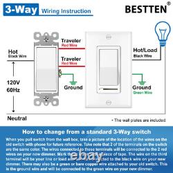 10 Pack Dimmer Light Switch, Single-Pole or 3-Way Dimmer Switches, 120V, Compati