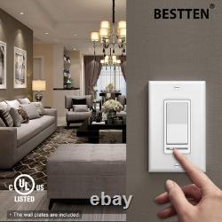10 Pack Dimmer Light Switch, Single-Pole or 3-Way Dimmer Switches, 120V, Compati