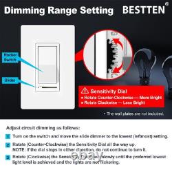 10 Pack Dimmer Light Switch, Single Pole or 3-Way, Slide Dimmer Switches, Com