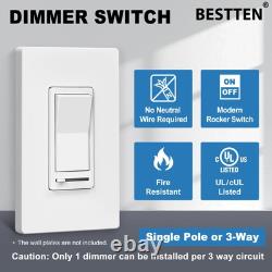 10 Pack Dimmer Light Switch, Single Pole or 3-Way, Slide Dimmer Switches, Com