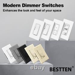 10 Pack Dimmer Light Switch, Single Pole or 3-Way, Slide Dimmer Switches, Com